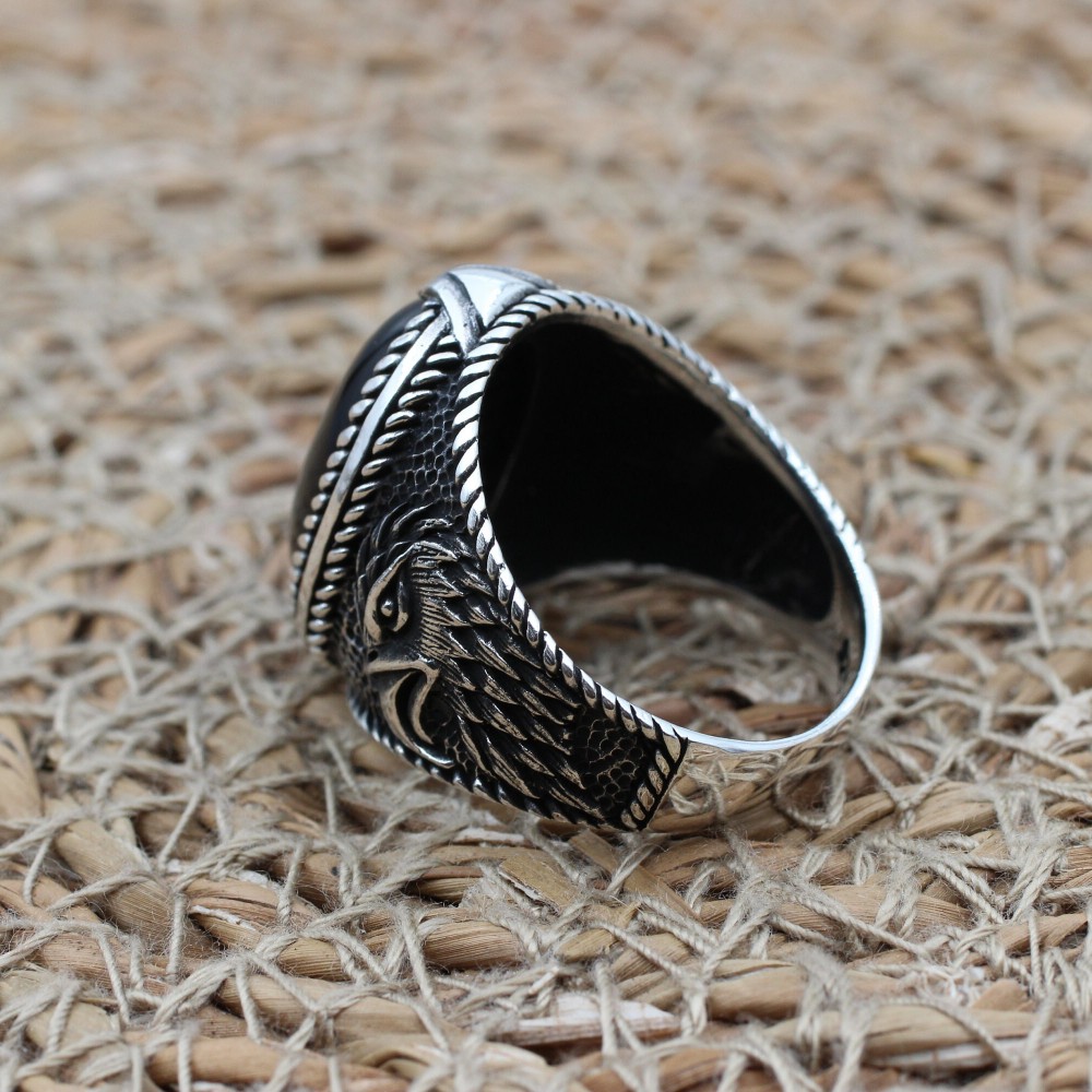 Handmade Silver Men's Ring, Onyx Men's Ring, Turkish Handmade Eagle Ring, Men's Ring, Ottoman Mens Ring, Gift for Him, 925k Sterling Silver, Handmade Silver Men's Ring, Onyx Men's Ring, Turkish Handmade Eagle Ring, Men's Ring, Ottoman Mens Ring, Gift for Him, 925k Sterling Silver,