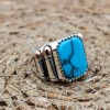 Turquoise Men's Ring, Handmade Men's Ring, Turkish Handmade Men's Ring, Ottoman Ring, Men's Jewelry, Gift for Him, 925k Sterling Silver Ring