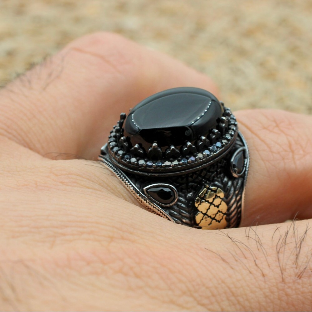 Handmade Silver Men's Ring, Onyx Men's Ring, Turkish Handmade Men's Ring, Men's Ring, Ottoman Mens Ring, Gift for Him, 925 Sterling Silver Handmade Silver Men's Ring, Onyx Men's Ring, Turkish Handmade Men's Ring, Men's Ring, Ottoman Mens Ring, Gift for Him, 925 Sterling Silver