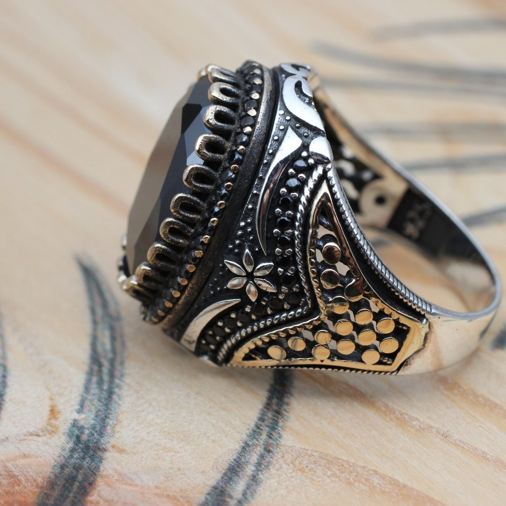 Onyx Men Ring, Handmade Men Ring, Turkish Handmade Silver Men's Ring, Ottoman Men Ring, Men Jewelry, Gift for Him, 925k Sterling Silver Ring Onyx Men Ring, Handmade Men Ring, Turkish Handmade Silver Men's Ring, Ottoman Men Ring, Men Jewelry, Gift for Him, 925k Sterling Silver Ring