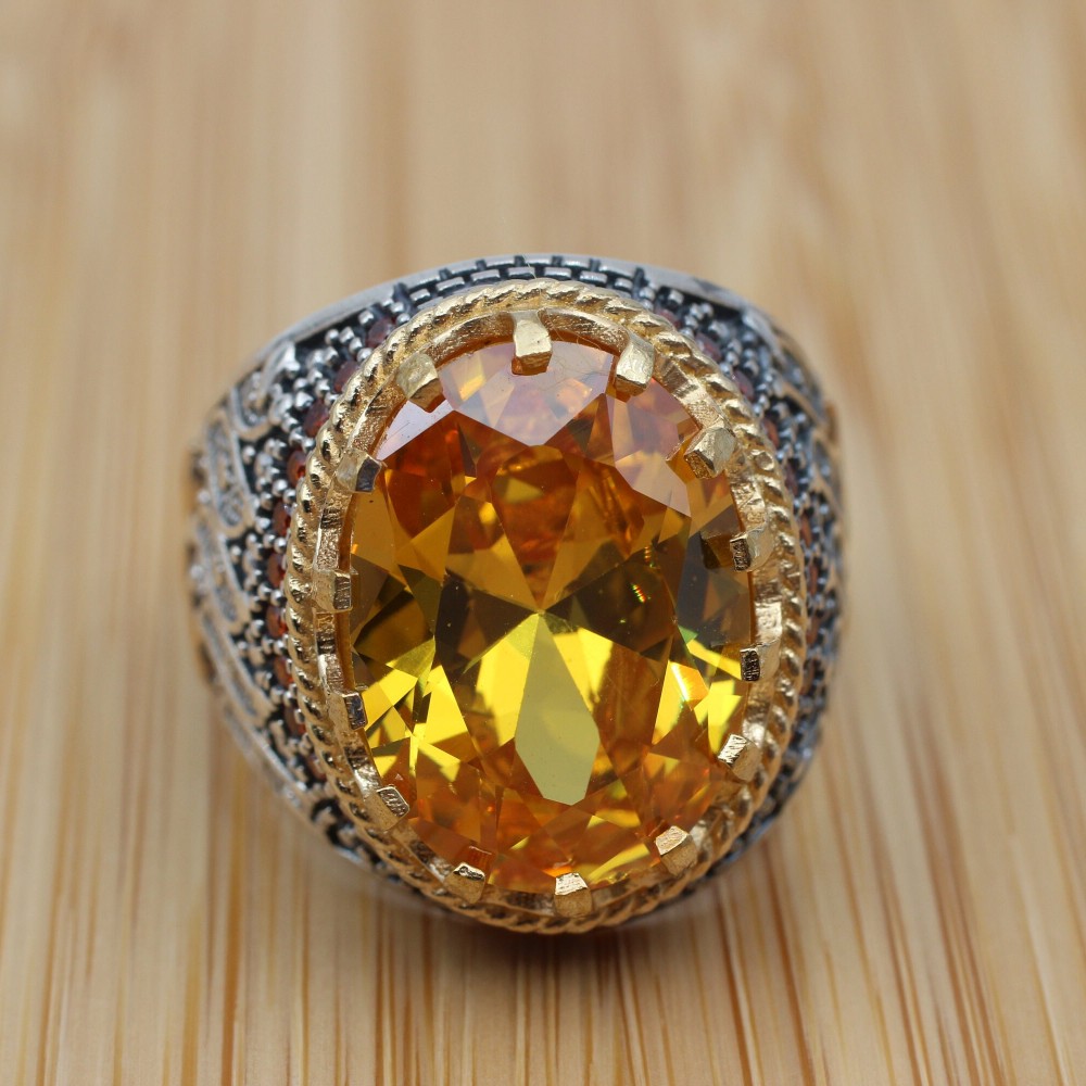 Men's Handmade Ring, Yemeni Ring, Peridot Ring, Turkish Handmade Silver Men's Ring, Ottoman Men's Ring, Gift for Him, 925k Sterling Silver,