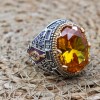 Citrine Men's Ring, Handmade Men's Ring, Turkish Handmade Ring, Ottoman Men's Ring, Men's Jewelry, Gift for Him, 925k Sterling Silver Ring