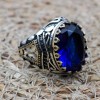Turkish Handmade Silver Men Ring, Mens Handmade Ring, Ottoman Ring, Sapphire Ring, Men's Jewelry, Gift for Him, 925k Sterling Silver Ring