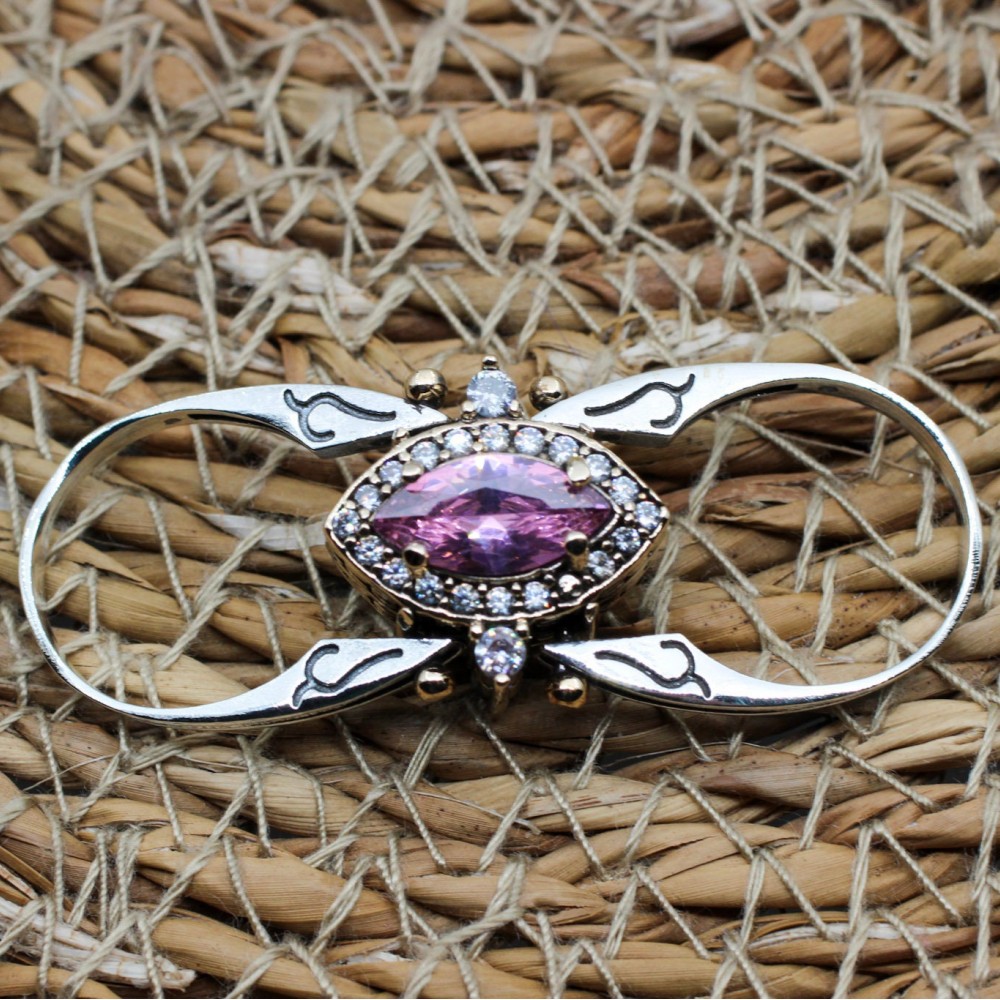 Onyx Ladies Ring, Two Stone Ladies Ring, Zircon Ring, Handmade Women Ring, Reversible Ring, Ottoman Women's Ring, 925 Sterling Silver,