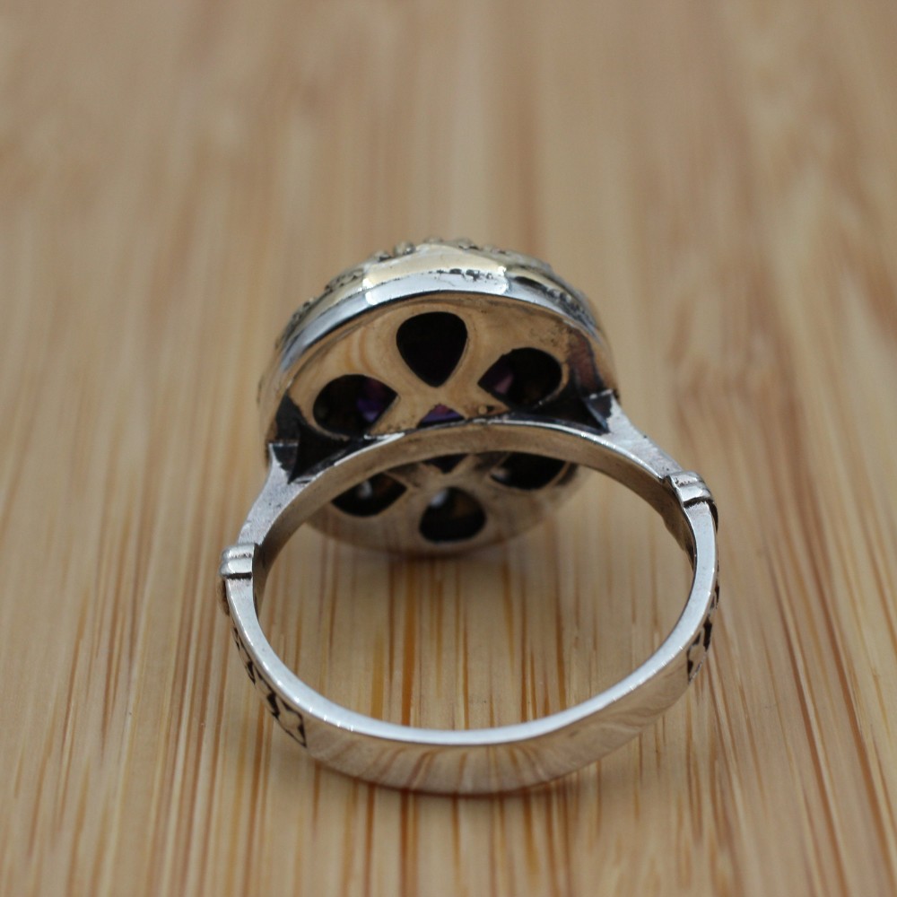 Amethyst Ring, Handmade Women Ring, Turkish Handmade Silver Ladies Ring, Ottoman Ring, Ladies Ring, 925k Sterling Silver, Zircon Ring