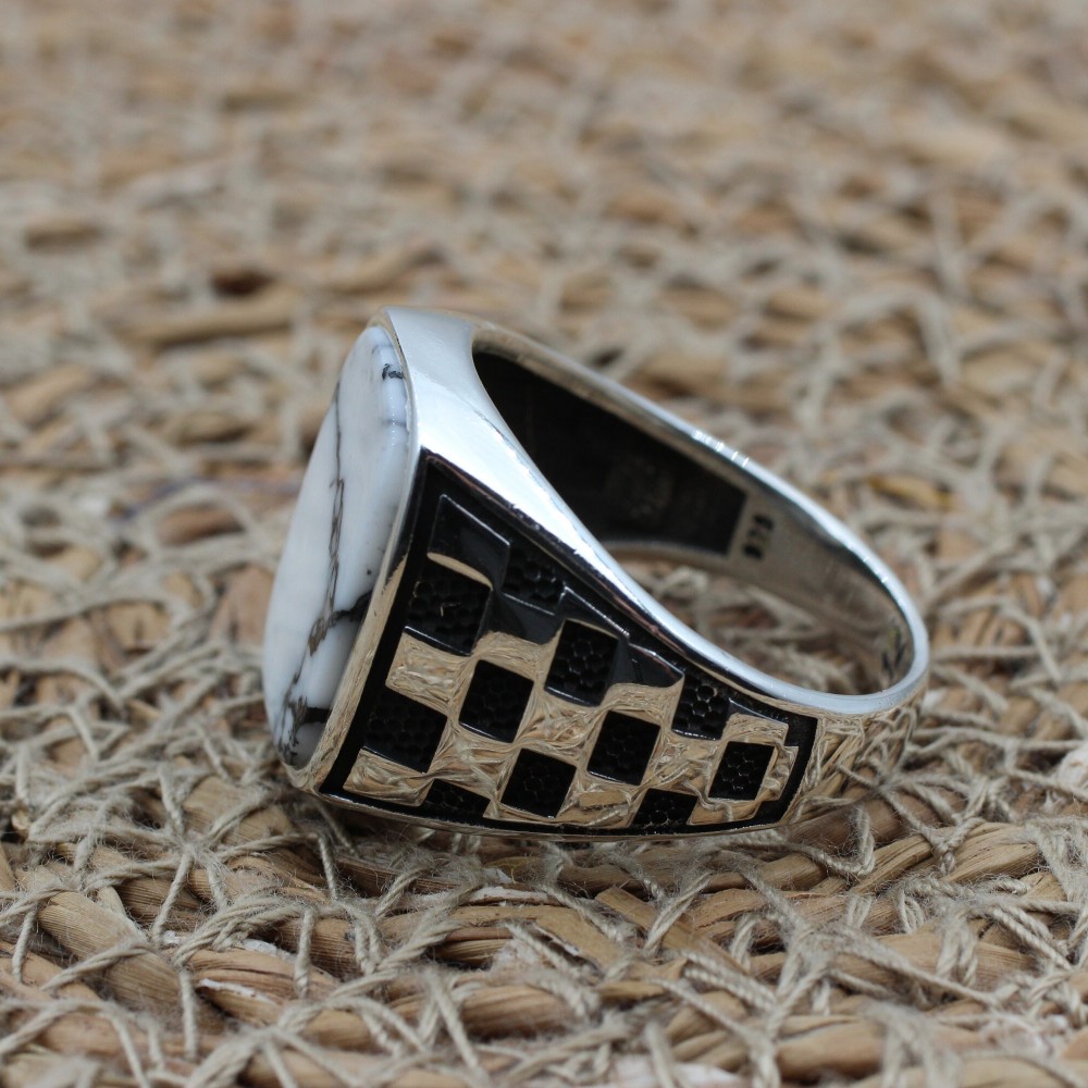 Agate Ring, Men's Handmade Ring, Turkish Handmade Silver Men Ring, Ottoman Men Ring, Men's Jewelry, Gift for Him, 925k Sterling Silver Ring,