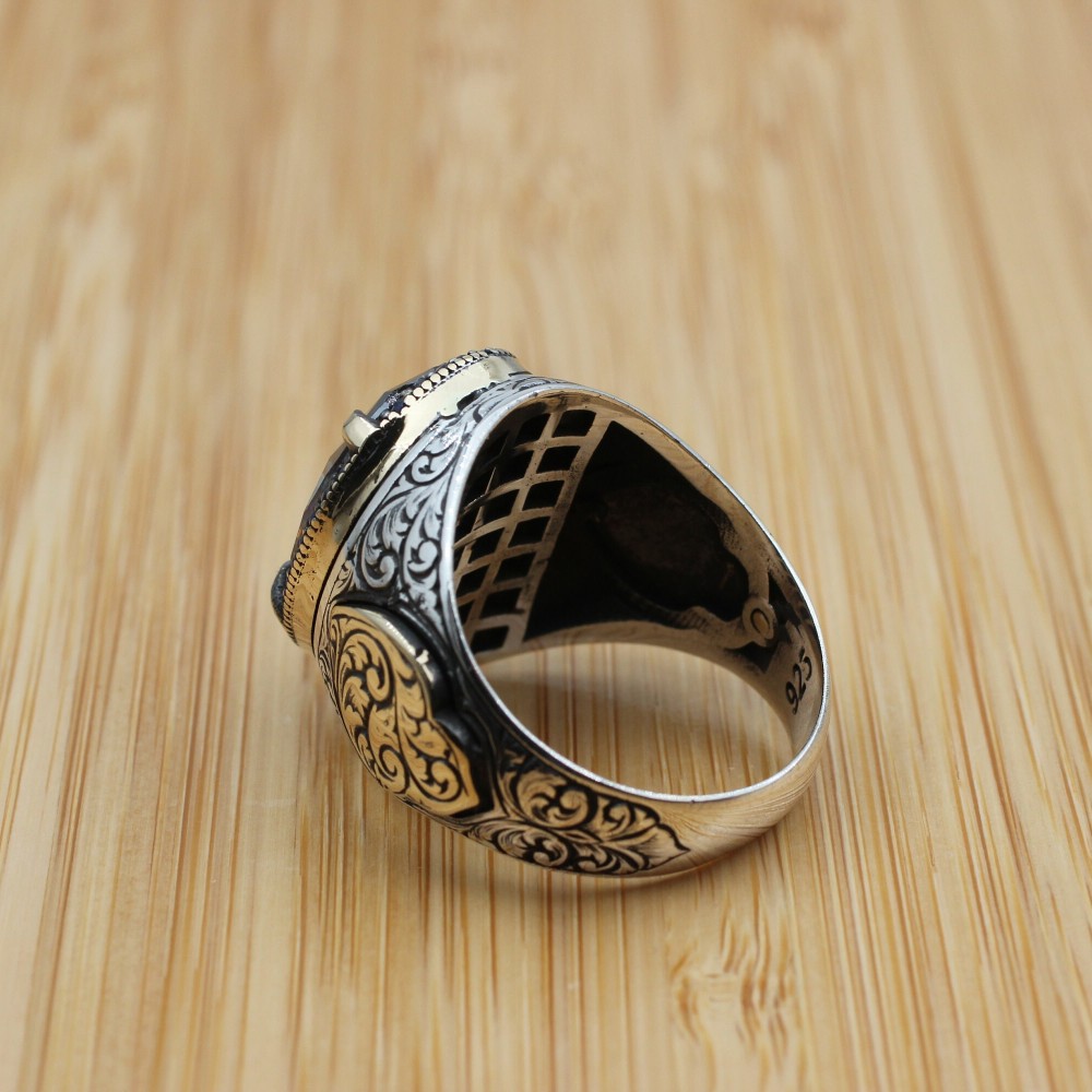 Mystic Topaz Men's Ring, Handmade Men's Ring, Turkish Handmade Ring, Silver Men's Ring, Men's Jewelry, Gift For Him, 925k Sterling Silver