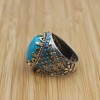 Turquoise Men's Ring, Men's Handmade Ring, Turkish Handmade Ring, Silver Men's Ring, Ottoman Men's Ring, Gift for Him, 925k Sterling Silver