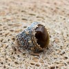 Tiger Eye Men's Ring, Ottoman Men's Ring, Handmade Men's Ring, Turkish Handmade Men's Ring, Men's Jewelry, Gift for Him, 925 Sterling Silver