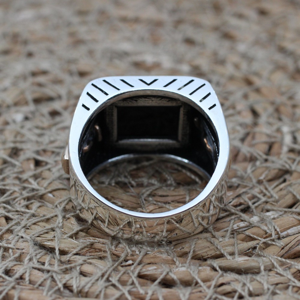 Men's Handmade Ring, Turkish Handmade Silver Men's Ring, Ottoman Men Ring, Onyx Ring, Men's Jewelry, Gift for Him, 925k Sterling Silver Ring
