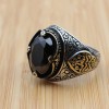 Turkish Handmade Silver Men's Ring, Men's Handmade Ring, Men's Ring, Onyx Men's Ring, Ottoman Mens Ring, Gift for Him, 925k Sterling Silver,
