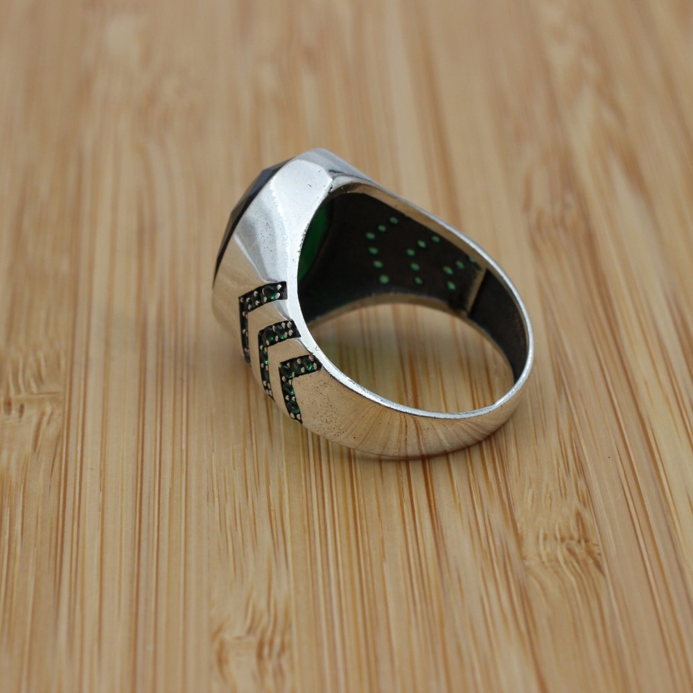 Mens Handmade Ring, Turkish Handmade Silver Men Ring, Ottoman Men Ring, Emerald Ring, Men's Jewelry, Gift for Him, 925k Sterling Silver Ring Mens Handmade Ring, Turkish Handmade Silver Men Ring, Ottoman Men Ring, Emerald Ring, Men's Jewelry, Gift for Him, 925k Sterling Silver Ring