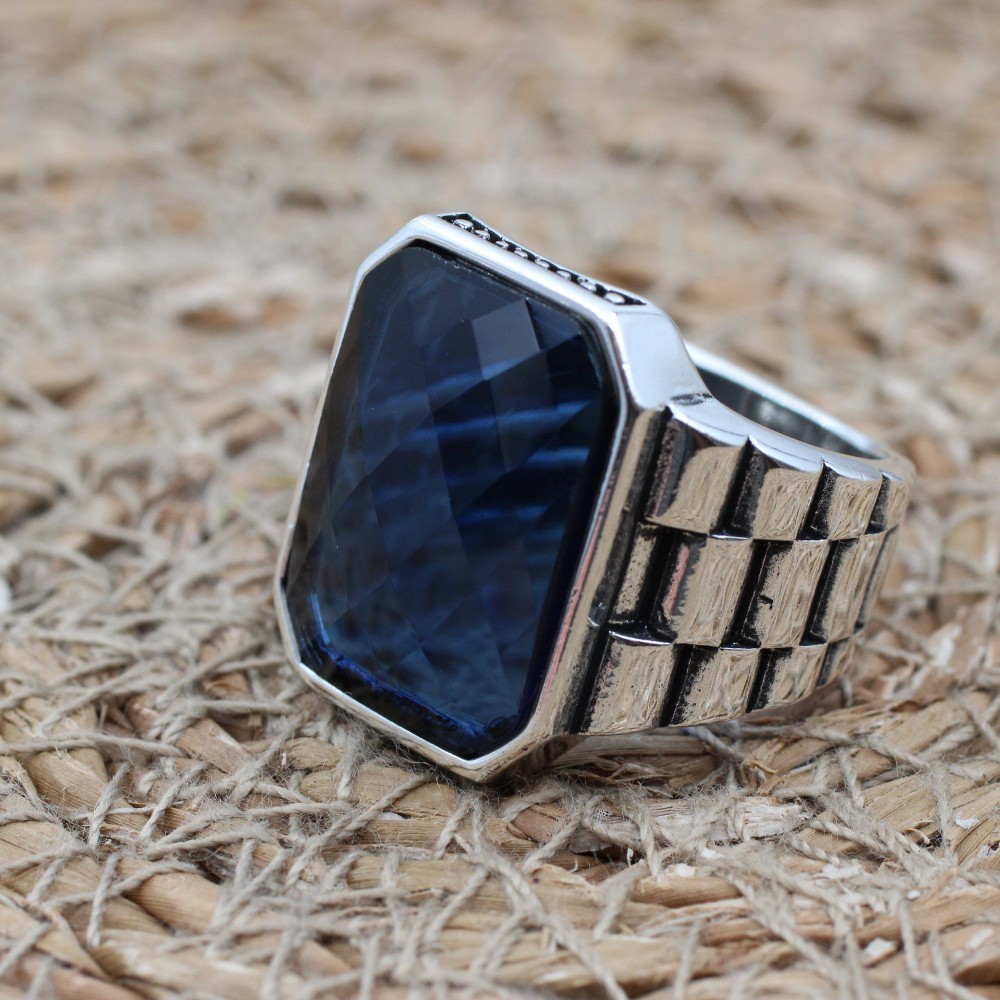 Turkish Handmade Silver Men Ring, Mens Handmade Ring, Ottoman Ring, Sapphire Ring, Men's Jewelry, Gift for Him, 925k Sterling Silver Ring Turkish Handmade Silver Men Ring, Mens Handmade Ring, Ottoman Ring, Sapphire Ring, Men's Jewelry, Gift for Him, 925k Sterling Silver Ring