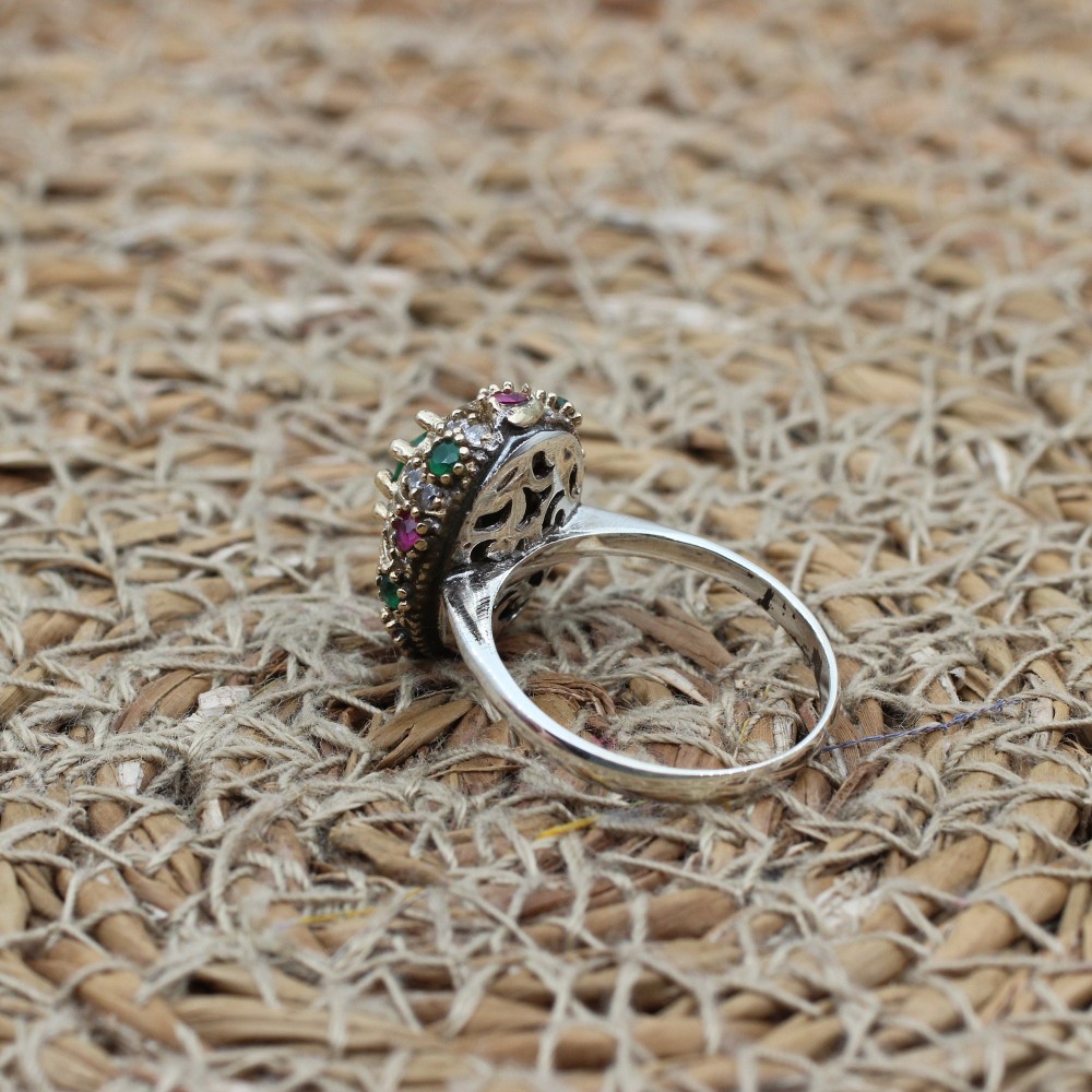 Emerald Ring, Handmade Women's Ring, Turkish Handmade Ring, Authentic Ring, Ottoman Ring, Ladies Ring, 925k Sterling Silver, Gift For Her, Emerald Ring, Handmade Women's Ring, Turkish Handmade Ring, Authentic Ring, Ottoman Ring, Ladies Ring, 925k Sterling Silver, Gift For Her,