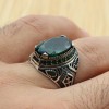 Emerald Men's Ring, Ottoman Men's Ring, Handmade Men's Ring, Turkish Handmade Men's Ring, Men's Jewelry, Gift for Him, 925 Sterling Silver