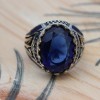 Sapphire Men Ring, Turkish Handmade Silver Men Ring, Mens Handmade Ring, Ottoman Ring, Men Jewelry, Gift for Him, 925k Sterling Silver Ring