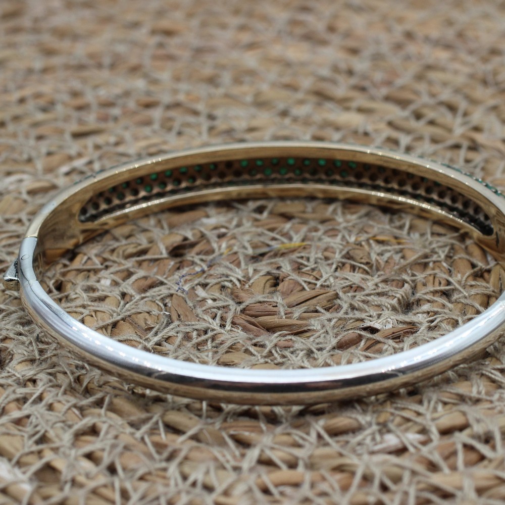 Emerald Bracelet, Ottoman Bracelet, Handmade Bracelet, Bangle Cuff, Turkish Handmade, Bangle Bracelet, Gift for Her, 925k Sterling Silver,