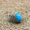 Turquoise Men's Ring, Handmade Ring, Turkish Handmade Silver Men Ring, Ottoman Ring, Men's Jewelry, Gift for Him, 925k Sterling Silver Ring