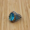 Mens Handmade Ring, Turkish Handmade Silver Men Ring, Ottoman Ring, Aquamarine Ring, Men's Jewelry, Gift for Him, 925k Sterling Silver Ring