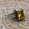 Men's Handmade Ring, Men Chain Model Ring, Citrine Men's Ring, Ottoman Men's Ring, Men's Jewelry, Gift for Him, 925k Sterling Silver Ring