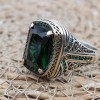 Emerald Men's Ring, Ottoman Men's Ring, Handmade Men's Ring, Turkish Handmade Men's Ring, Men's Jewelry, Gift for Him, 925 Sterling Silver