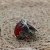 Ruby Men's Ring, Handmade Men's Ring, Turkish Handmade Silver Mens Ring, Ottoman Mens Ring, Mens Jewelry, Gift for Him, 925 Sterling Silver