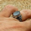 Handmade Silver Men's Ring, Onyx Men's Ring, Turkish Handmade Men's Ring, Men's Ring, Ottoman Mens Ring, Gift for Him, 925k Sterling Silver,