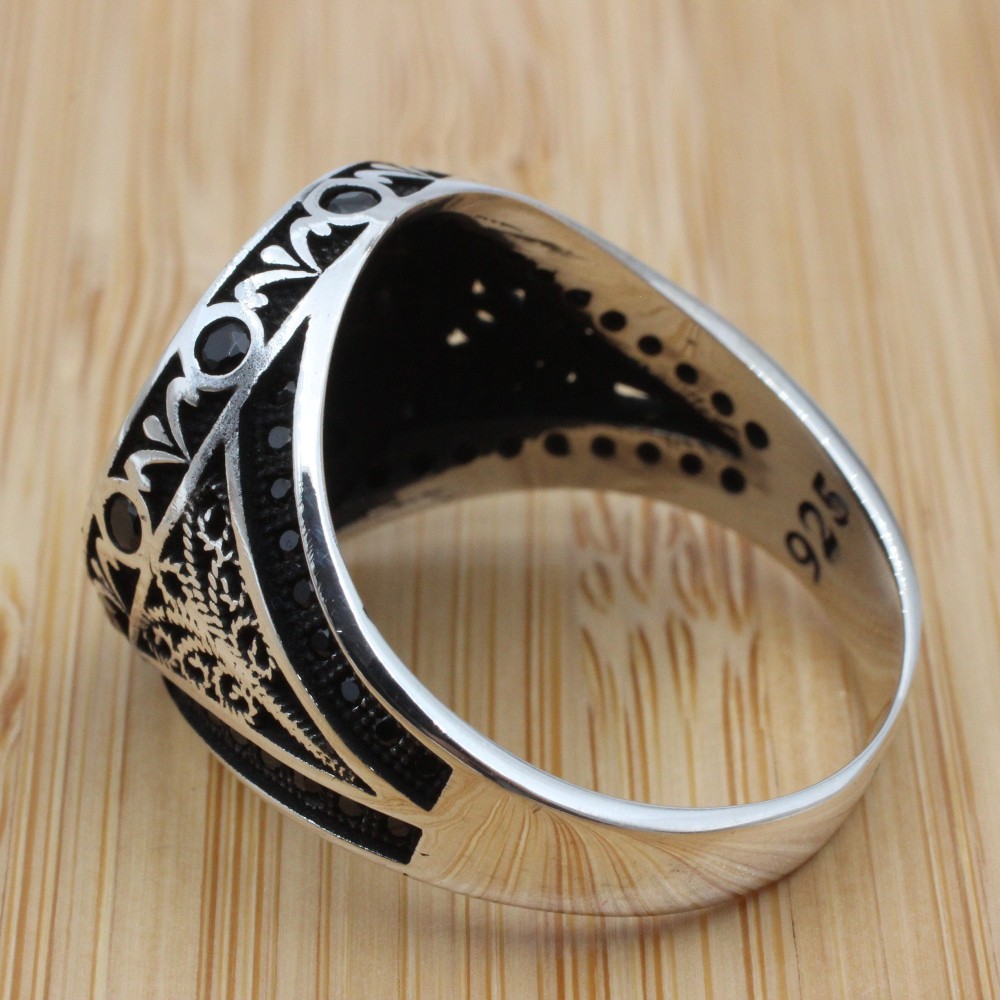 Arabic Ring, Turkish Handmade Arabic Ring, Onyx Mens Ring, Jewelry Arabic Ring, Arabic Mens Ring, Sterling Silver 925K, Ottoman Men's Ring,