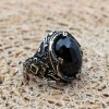 Turkish Handmade Silver Men's Ring, Men's Handmade Ring, Yemeni Men's Ring, Onyx Ring, Ottoman Ring, Gift for Him, 925k Sterling Silver,
