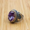 Amethyst Men's Ring, Mens Handmade Ring, Turkish Handmade Silver Men Ring, Ottoman Men Ring, Men Jewelry, Gift for Him, 925k Sterling Silver