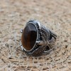 Tiger Eye Men's Ring, Ottoman Men's Ring, Handmade Men's Ring, Turkish Handmade Eagle Ring, Men's Jewelry, Gift for Him, 925 Sterling Silver
