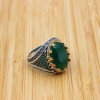 Mens Handmade Ring, Turkish Handmade Silver Men Ring, Ottoman Men Ring, Emerald Ring, Men's Jewelry, Gift for Him, 925k Sterling Silver Ring