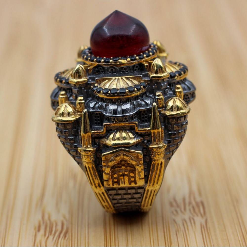 Hagia Sophia Ring, Men's Handmade Ring, Turkish Handmade Ring, Ottoman Men Ring, Ruby Ring, Men Jewelry, Gift for Him, 925k Sterling Silver Hagia Sophia Ring, Men's Handmade Ring, Turkish Handmade Ring, Ottoman Men Ring, Ruby Ring, Men Jewelry, Gift for Him, 925k Sterling Silver