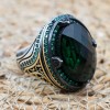 Emerald Men's Ring, Ottoman Men's Ring, Handmade Men's Ring, Turkish Handmade Men's Ring, Men's Jewelry, Gift for Him, 925 Sterling Silver