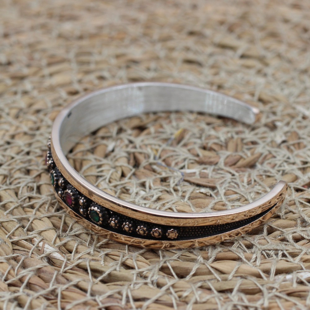 Ruby Emerald Bracelet, Ottoman Bracelet, Handmade Bracelet, Bangle Cuf, Bangle Bracelet, Turkish Handmade, Gift For Her, 925 Sterling Silver