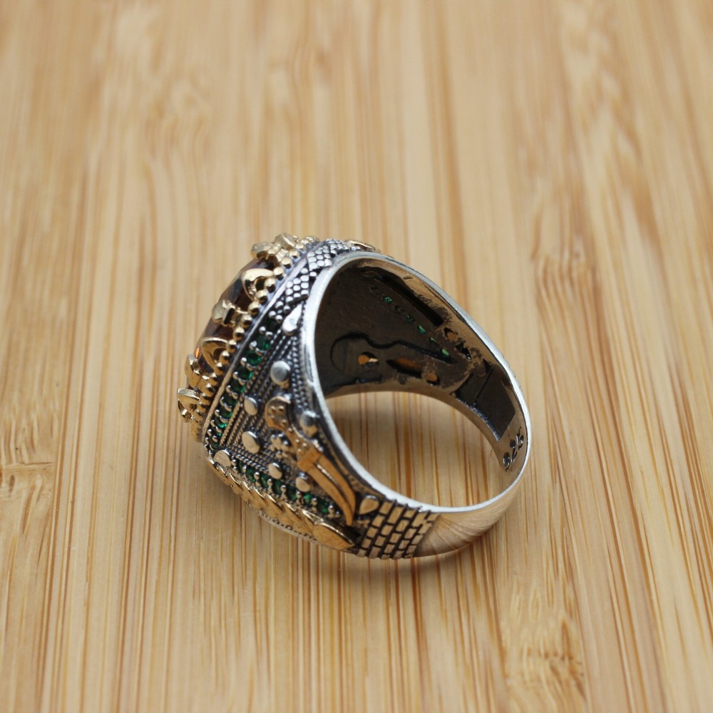 Mystic Topaz Men's Ring, Handmade Men's Ring, Turkish Handmade Ring, Silver Men's Ring, Men's Jewelry, Gift for Him, 925k Sterling Silver