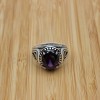 Men's Handmade Ring, Turkish Handmade Ring, Cubic Zircon, Ottoman Men Ring, Amethyst Ring, Men's Jewelry, Gift for Him, 925k Sterling Silver