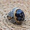 Agate Men's Ring, Handmade Men's Ring, Turkish Handmade Silver Ring, Ottoman Mens Ring, Mens Jewelry, Gift for Him, 925 Sterling Silver Ring