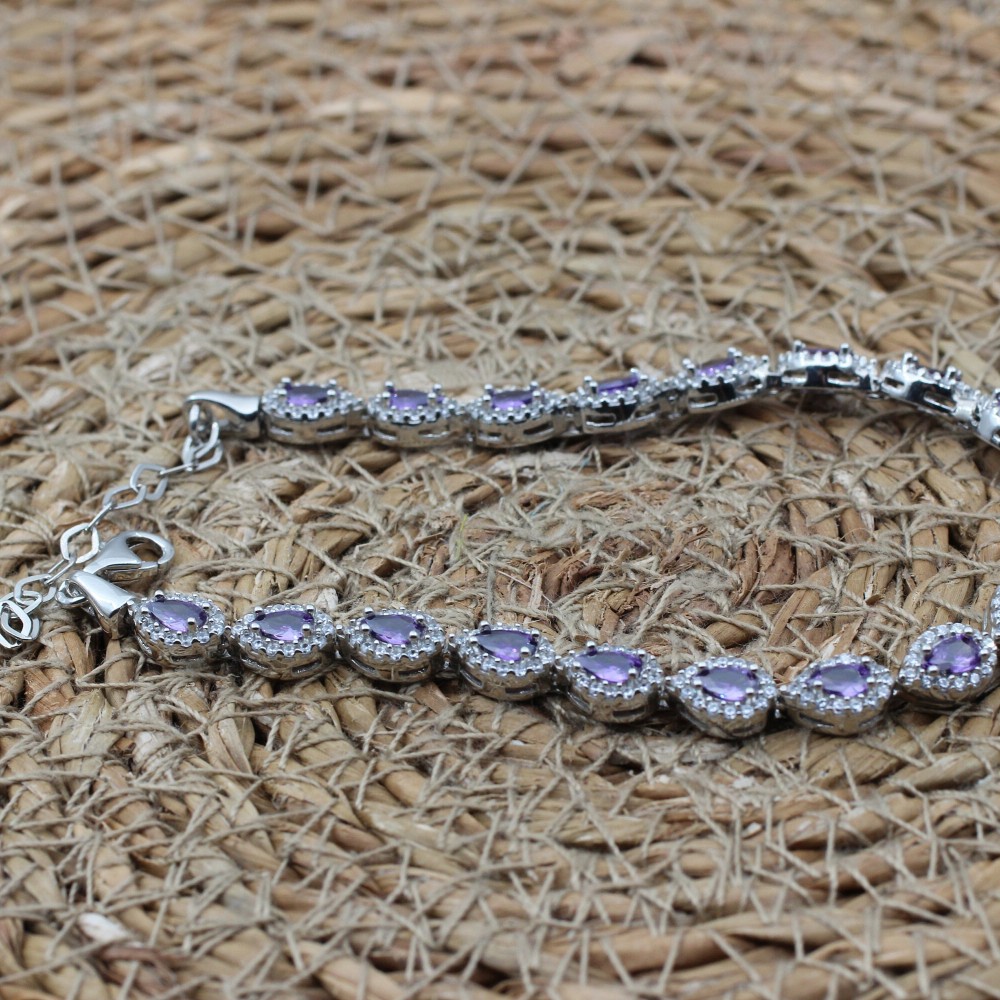 Amethyst Bracelet, Ottoman Bracelet, Handmade Bracelet, Bangle Cuff, Turkish Handmade, Ladies Bracelet, Gift For Her, 925k Sterling Silver,