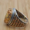 Citrine Men's Ring, Handmade Men's Ring, Turkish Handmade Mens Ring,  Silver Mens Ring, Ottoman Mens Ring, Gift for Him, 925 Sterling Silver