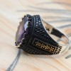 Amethyst Men's Ring, Mens Handmade Ring, Turkish Handmade Silver Men Ring, Ottoman Men Ring, Men Jewelry, Gift for Him, 925k Sterling Silver