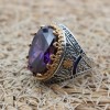 Amethyst Men's Ring, Mens Handmade Ring, Turkish Handmade Silver Men Ring, Ottoman Men Ring, Men Jewelry, Gift for Him, 925k Sterling Silver