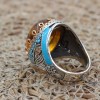 Amber Ring, Men's Handmade Ring, Ottoman Men Ring, Turkish Handmade Silver Men Ring, Yemeni Ring, Gift for Him, 925k Sterling Silver Ring
