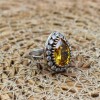Citrine Ladies Ring, Turkish Handmade Ring, Silver Ladies Ring, Handmade Women Ring, Ottoman Women's Ring, Ladies Ring, 925 Sterling Silver