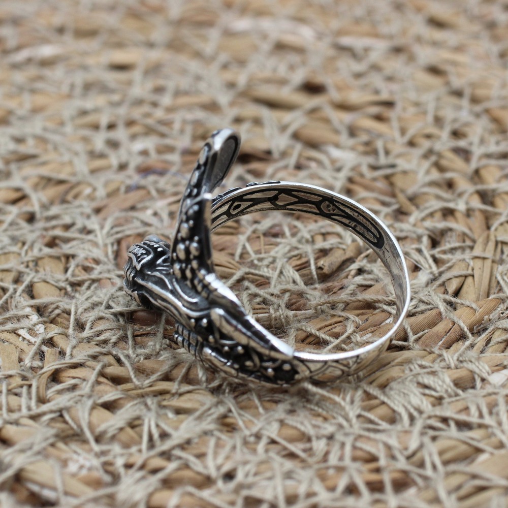Snake Mens Ring, Turkish Handmade Sterling Silver Ring, Silver Snake Ring, Animal Wrap Ring, Ruby Men Ring, Animal Ring, 925 Sterling Silver