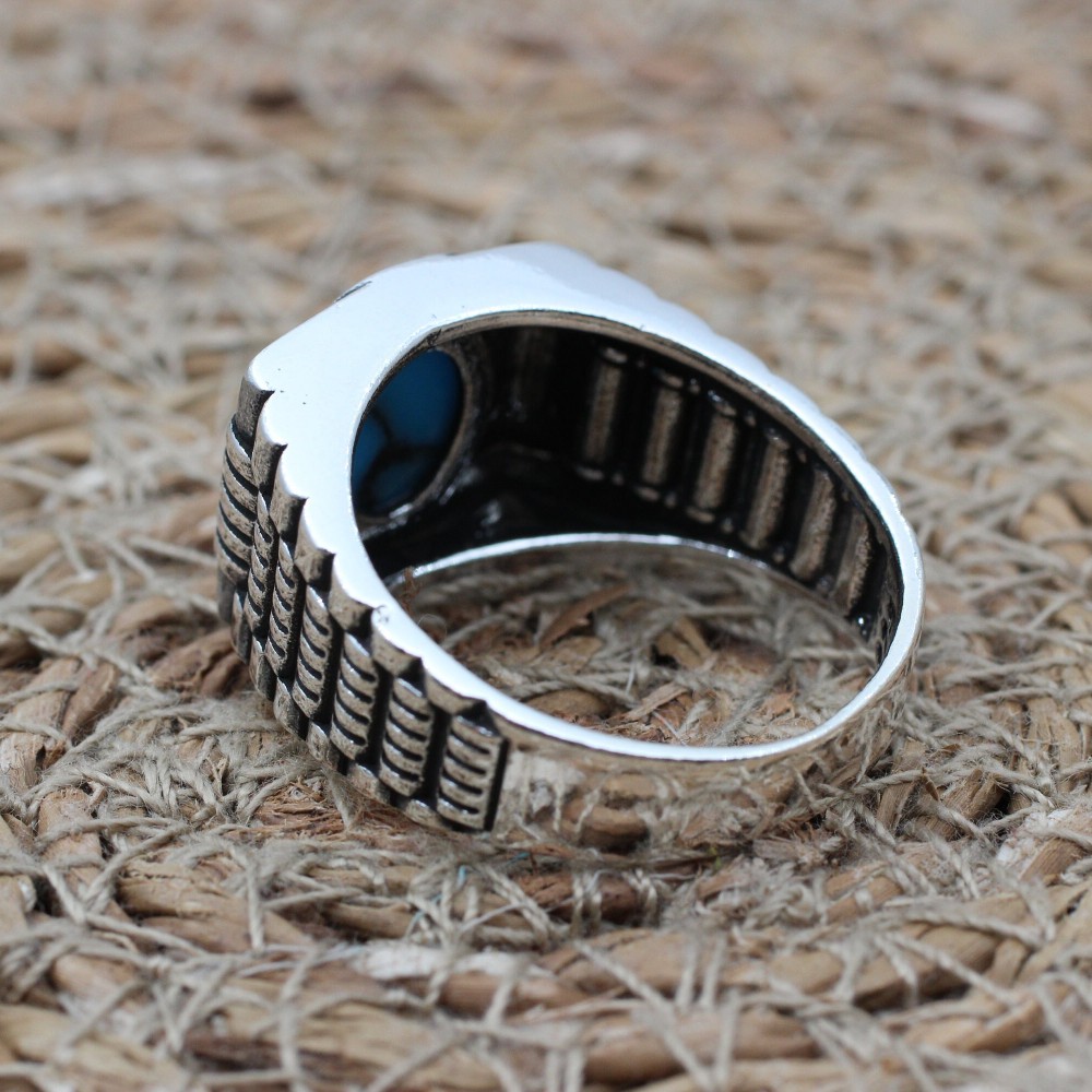 Turquoise Men's Ring, Handmade Ring, Turkish Handmade Silver Men Ring, Ottoman Ring, Men's Jewelry, Gift for Him, 925k Sterling Silver Ring Turquoise Men's Ring, Handmade Ring, Turkish Handmade Silver Men Ring, Ottoman Ring, Men's Jewelry, Gift for Him, 925k Sterling Silver Ring