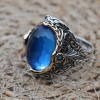 Mens Handmade Ring, Turkish Handmade Silver Men Ring, Ottoman Ring, Aquamarine Ring, Men's Jewelry, Gift for Him, 925k Sterling Silver Ring