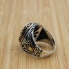 Turkish Handmade Silver Men's Ring, Men's Handmade Ring, Men's Ring, Onyx Men's Ring, Ottoman Mens Ring, Gift for Him, 925k Sterling Silver,