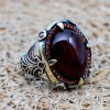 Agate Men's Ring, Ottoman Men's Ring, Handmade Men's Ring, Turkish Ring, Oval Stone Ring, Men's Jewelry, Gift for Him, 925 Sterling Silver