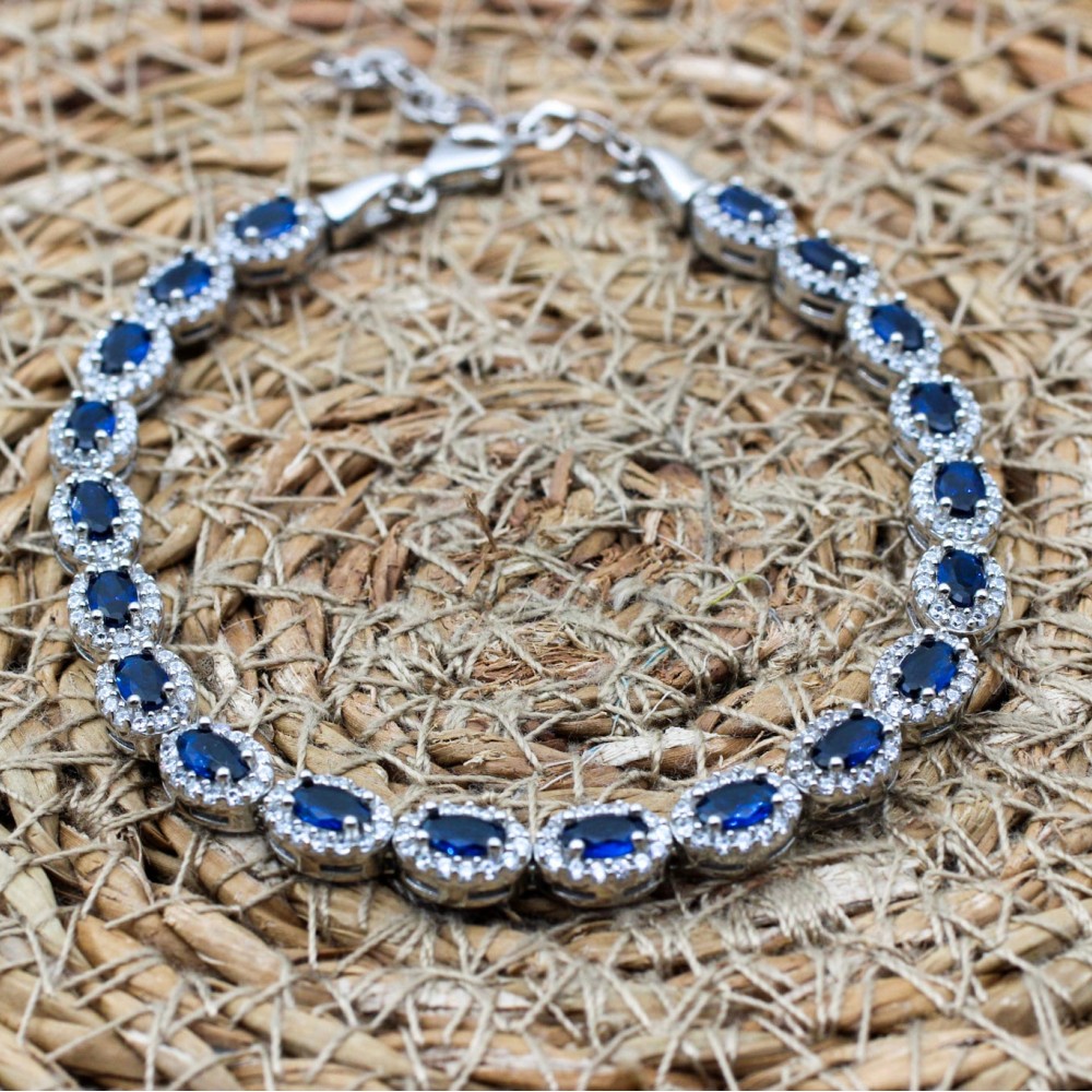 Sapphire Bracelet, Ottoman Bracelet, Handmade Bracelet, Bangle Cuff, Turkish Handmade, Ladies Bracelet, Gift For Her, 925k Sterling Silver,